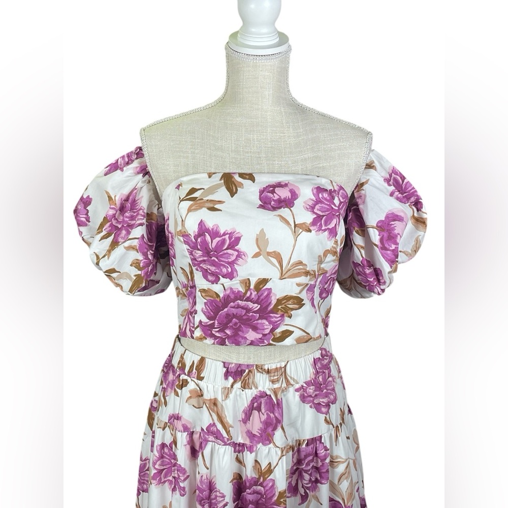 Abercrombie & Fitch Size L Poplin Off Shoulder Top & Maxi Skirt Set Puff Sleeve - Picture 4 of 13